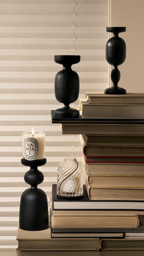 Black Pillar candle holder - For classic candles