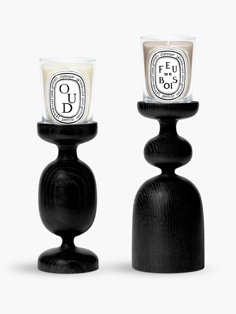 Black Pillar candle holder - For classic candles