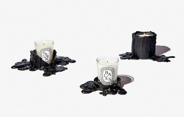 Large black bronze candle holder - For classic candles